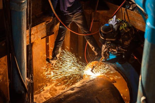 Pipeline welding on site
